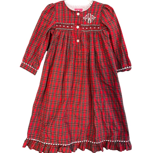 Clair & Charlie Other - Clair & Charlie Smocked Red and Green Plaid Peasant Dress Embroidered Size 3